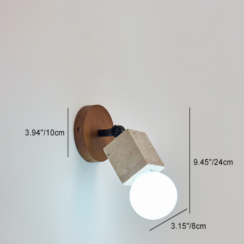 Traditionelle japanische quadratische gelbe Travertin-Wandleuchte mit 1 Licht für Schlafzimmer 