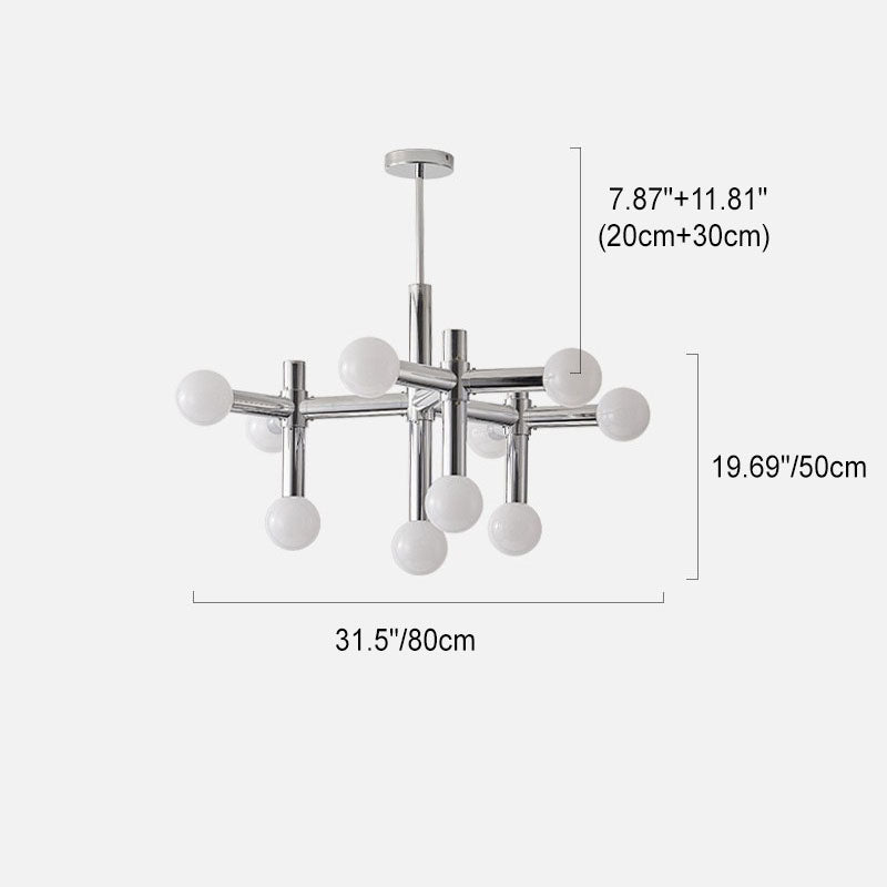 Rama contemporánea escandinava de hierro de aluminio de vidrio de 10 luces para sala de estar 