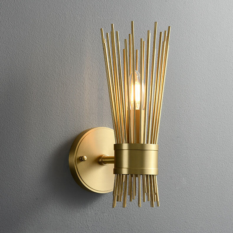 Modern Light Luxury Brass Branch Column 1/2 Light Wall Sconce Lamp