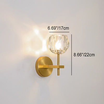 Moderne Mid-Century Kristall Ball Eisen gerade Pole 1-Licht Wandleuchte Lampe für Wohnzimmer 