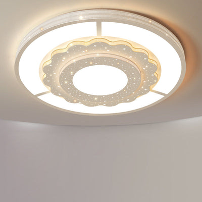 Zeitgenössische Einfachheit Sternenhimmel Dekor Blume Rand Acryl Runde Schatten LED Unterputz Deckenleuchte Für Wohnzimmer 