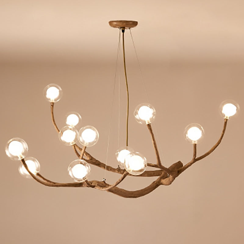 Contemporary Creative Ball-in-Ball Tree Branch Hardware Glass 8/12/16/20-Light Chandelier For Living Room