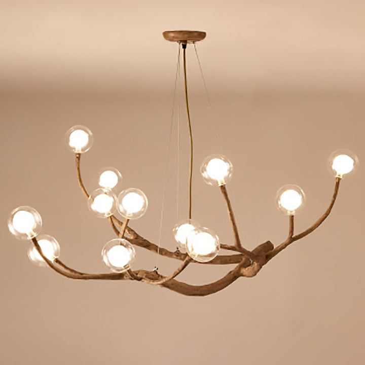 Contemporary Creative Ball-in-Ball Tree Branch Hardware Glass 8/12/16/20-Light Chandelier For Living Room