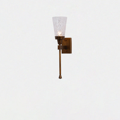 Lampe murale à un feu en verre de cuivre sculpté en cylindre traditionnel français pour salon 