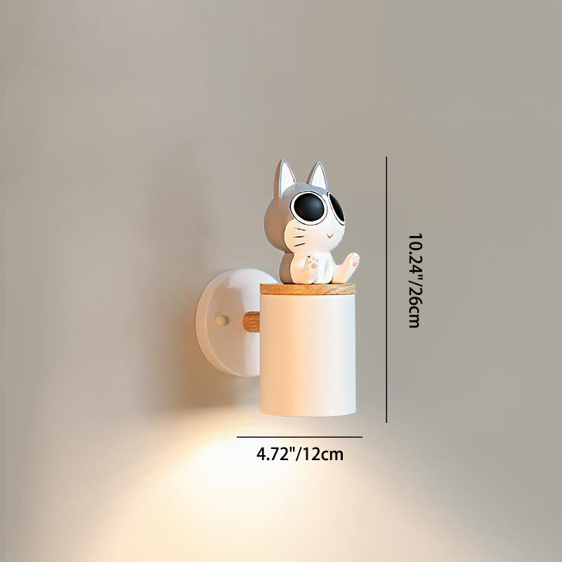 Applique murale 1 lumière en bois massif résine fer colonne de créature de dessin animé minimaliste moderne pour chambre 