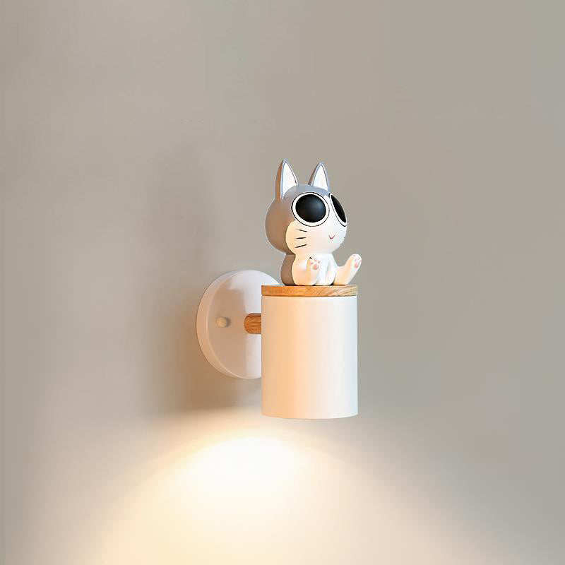 Applique murale 1 lumière en bois massif résine fer colonne de créature de dessin animé minimaliste moderne pour chambre 