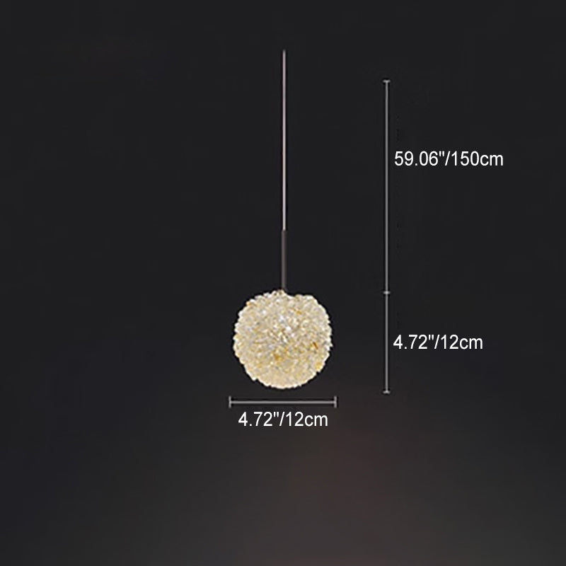 Moderne minimalistische runde Kugel Vollkupfer Kristall 1-Licht Pendelleuchte für Schlafzimmer 