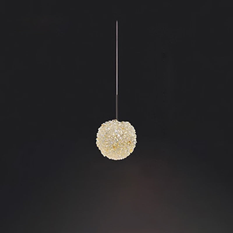 Moderne minimalistische runde Kugel Vollkupfer Kristall 1-Licht Pendelleuchte für Schlafzimmer 