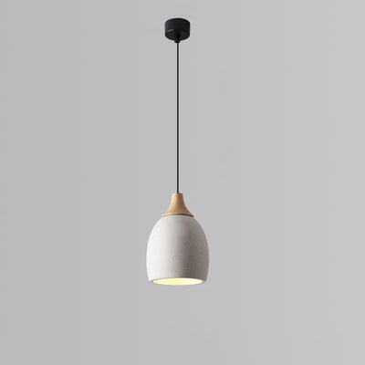 Traditionelle japanische Zement-Massivholz-Kreis 1-Licht Pendelleuchte für Esszimmer 