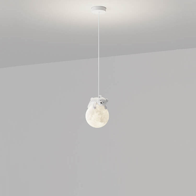 Moderne einfache Harz Bär Kaninchen dekorative Eisen 1-Licht Pendelleuchte 