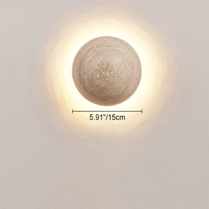 مصباح حائطي LED دائري ياباني تقليدي من الترافرتين الأصفر بأسلوب وابي-سابي للممر 