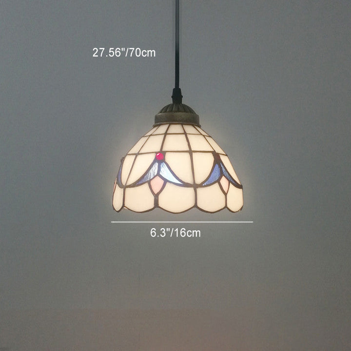Traditionelle Tiffany Halbrunde Glas 1-Licht Pendelleuchte für Schlafzimmer 