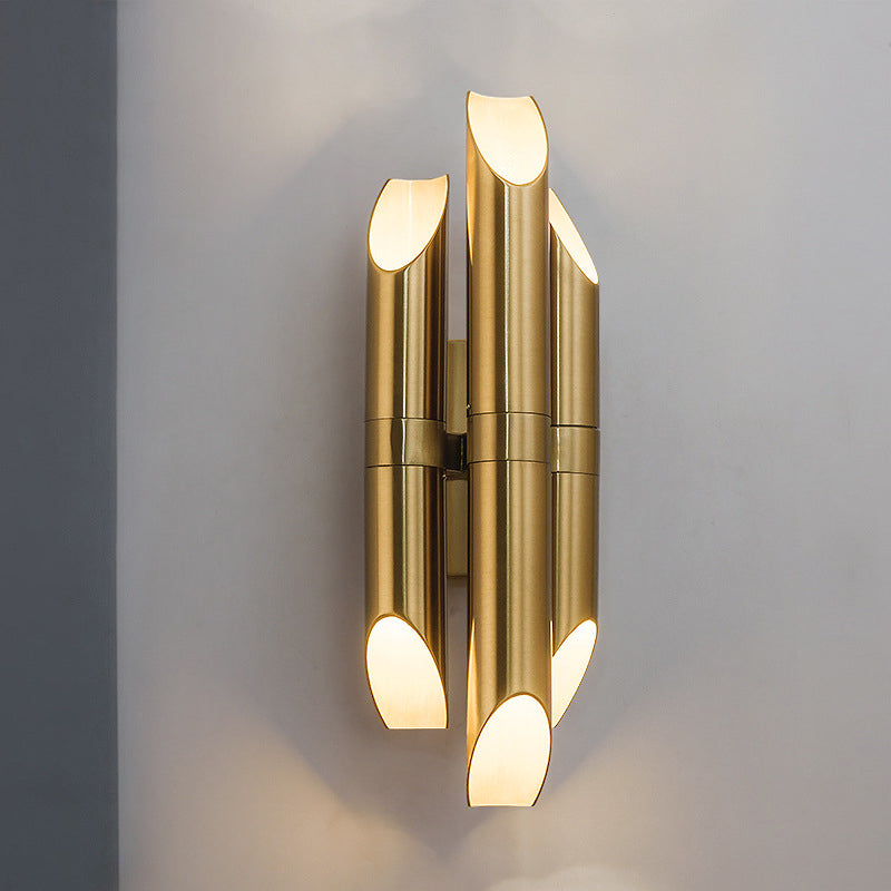 Lámpara Aplique de Pared de 3 Luces con Pantalla Cilíndrica de Hierro de Lujo Moderno para Sala de Estar 