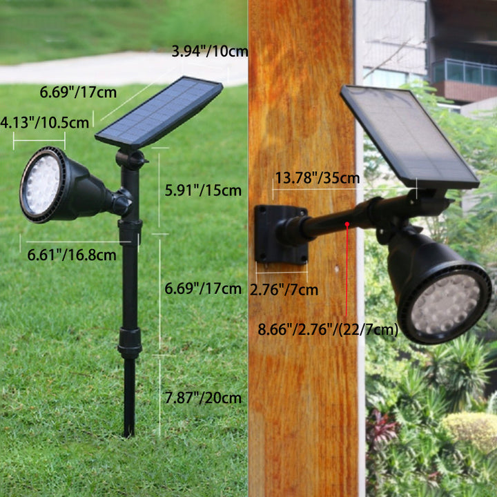 Projecteur LED Solaire Étanche en ABS Industriel Contemporain pour Pelouse avec Piquet pour Patio Extérieur 