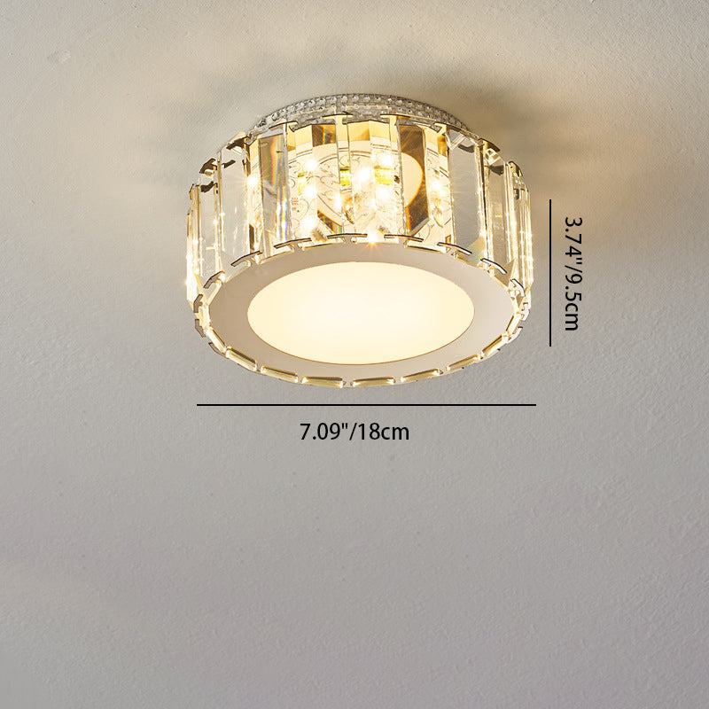 Moderne Luxus Edelstahl Radiant Prismatic Kristall Acryl Schatten LED Unterputz Deckenleuchte für Wohnzimmer 