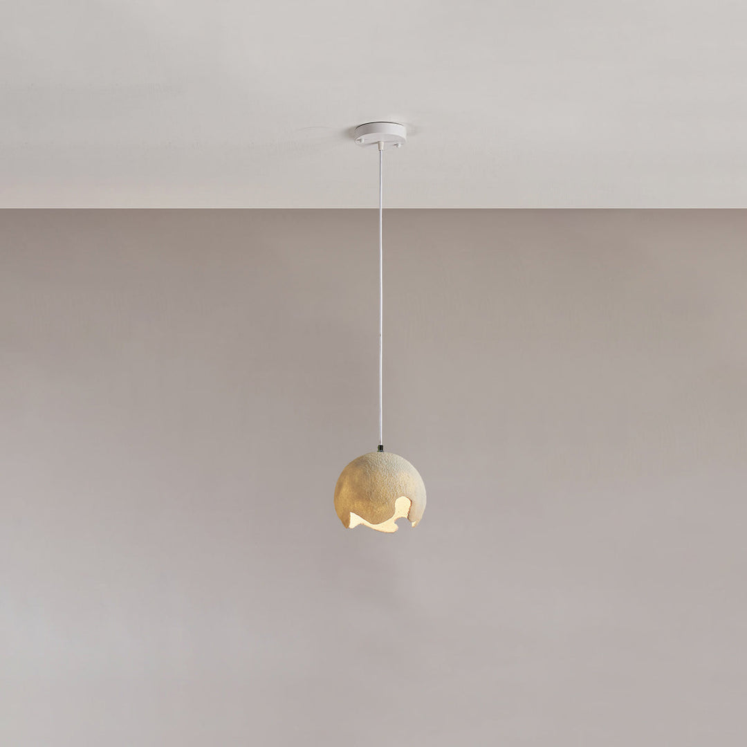 Diseño de cáscara de huevo agrietada de resina de hierro japonés tradicional lámpara colgante de 1 luz para comedor 