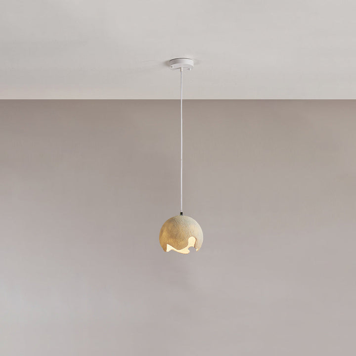 Diseño de cáscara de huevo agrietada de resina de hierro japonés tradicional lámpara colgante de 1 luz para comedor 