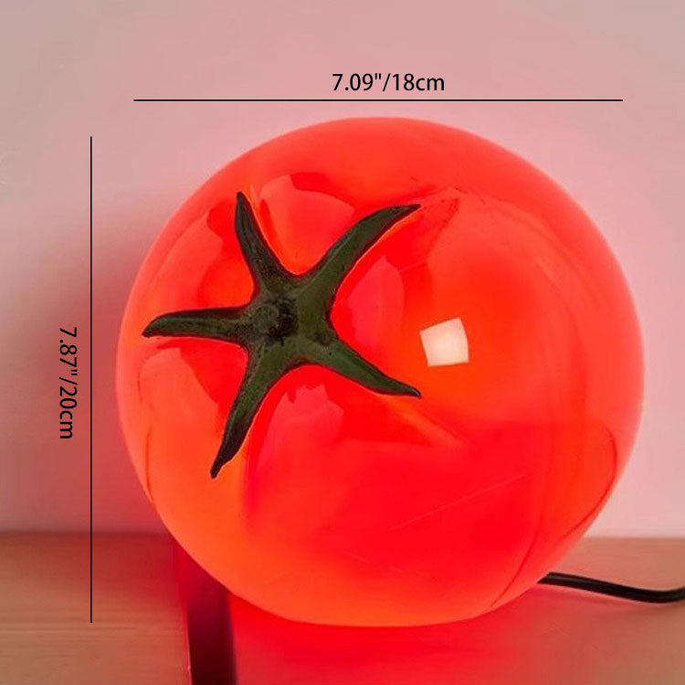 Lámpara de mesa LED USB decorativa de resina de tomate Art Deco moderno para sala de estar 
