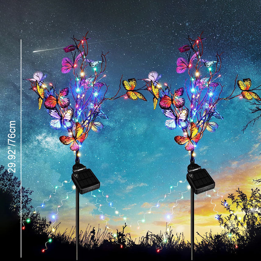 Zeitgenössische Kreative Schmetterling Edelstahl Acryl Solar LED Bodenstecker Außen Landschaftslicht Für Garten 