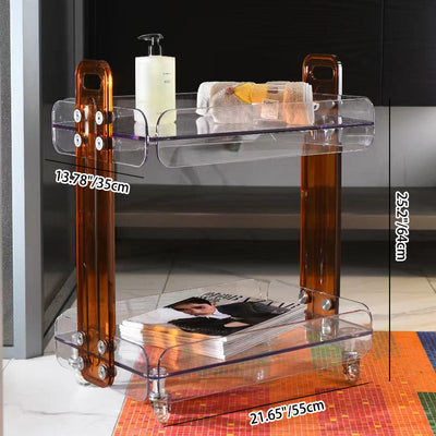 Zeitgenössischer rechteckiger skandinavischer Acryl-PC-Endtisch mit 2 Ebenen für das Schlafzimmer 