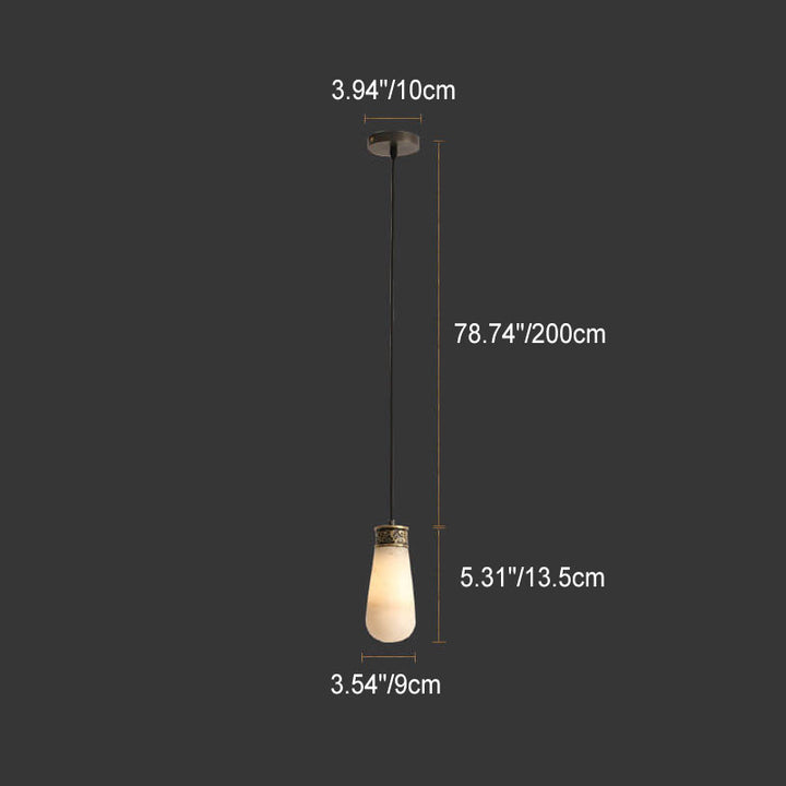 European Light Luxury Oval All Copper Marble 1-Light Pendant Light