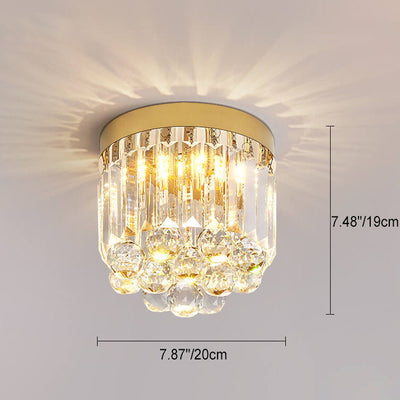 Modern Luxury Stainless Steel Dazzling Prismatic Crystal LED Flush Mount Ceiling Light For Hallway