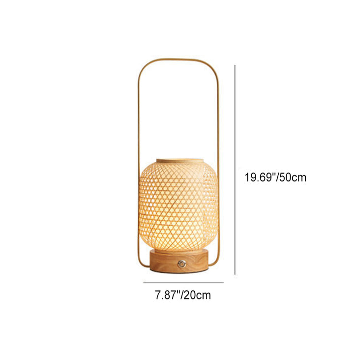 Zeitgenössische Boho Bambus Weben Handheld Zylinder LED Touch Dimmbare Tisch Lampe Für Schlafzimmer 