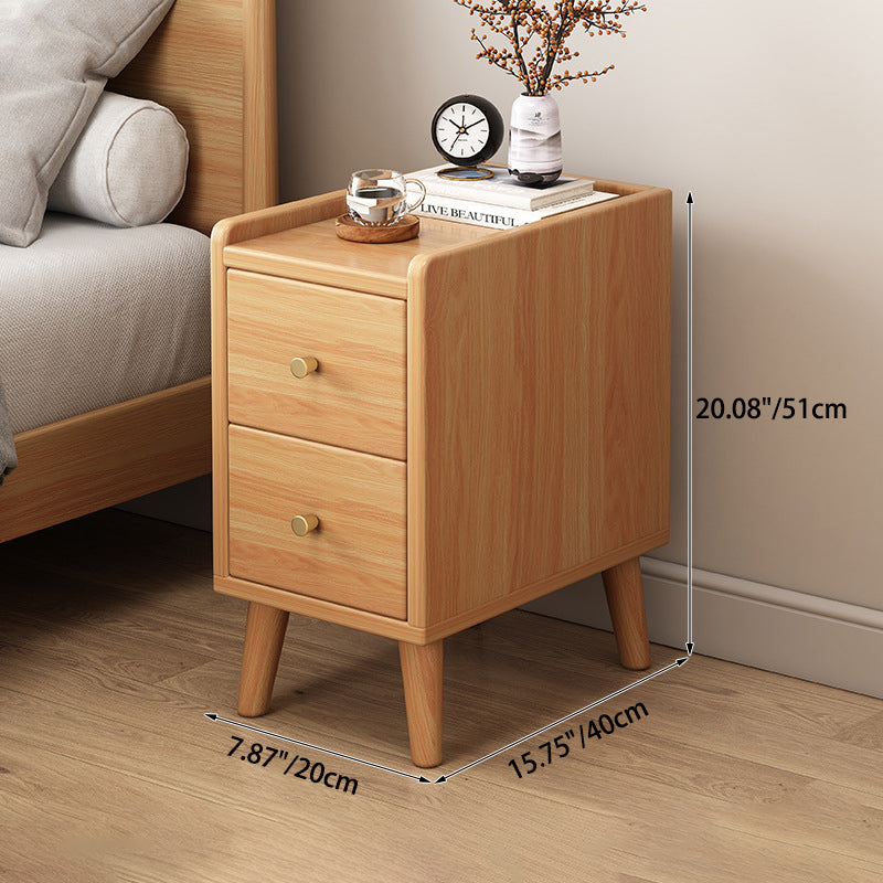 Table de nuit rectangulaire en bois de densité traditionnelle chinoise à 2 tiroirs pour chambre 