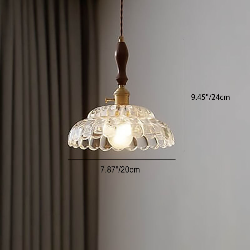Moderne französische minimalistische Glasblumenform 1-Licht Pendelleuchte 