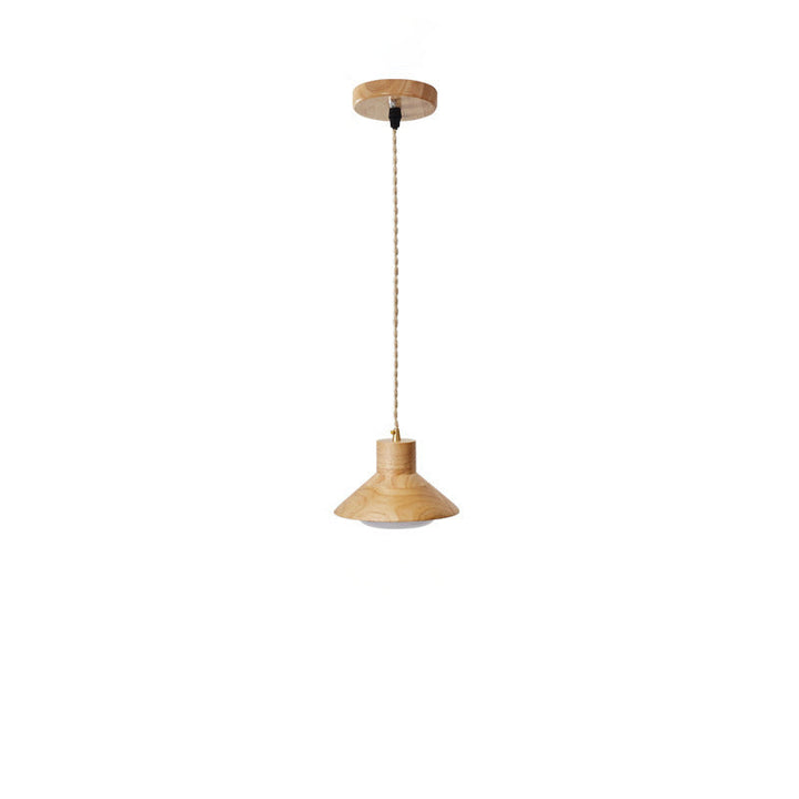 Traditionelle japanische runde Pendelleuchte aus Holz und Glas mit 1 Licht für Wohnzimmer 
