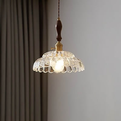 Modern French Minimalist Glass Flower Shape 1-Light Pendant Light