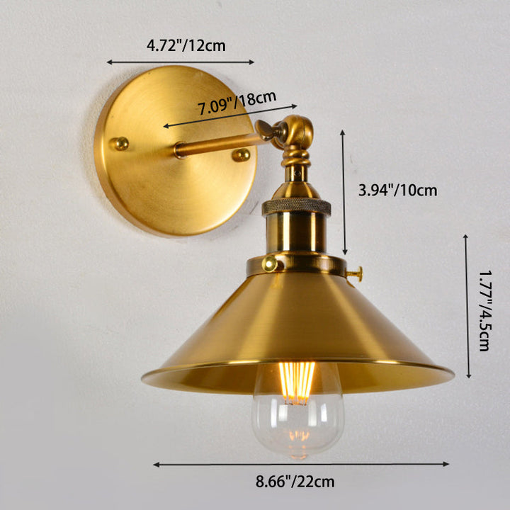 Lámpara de Aplique de Pared de 1 Luz de Cilindro Cónico de Hierro Retro Contemporáneo para Pasillo 