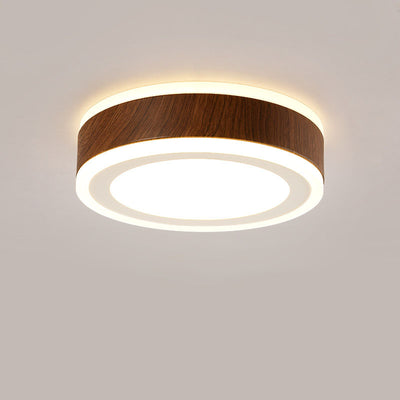 Moderne minimalistische runde quadratische Holzmaserung Hardware Acryl LED Unterputz Deckenleuchte für Wohnzimmer 