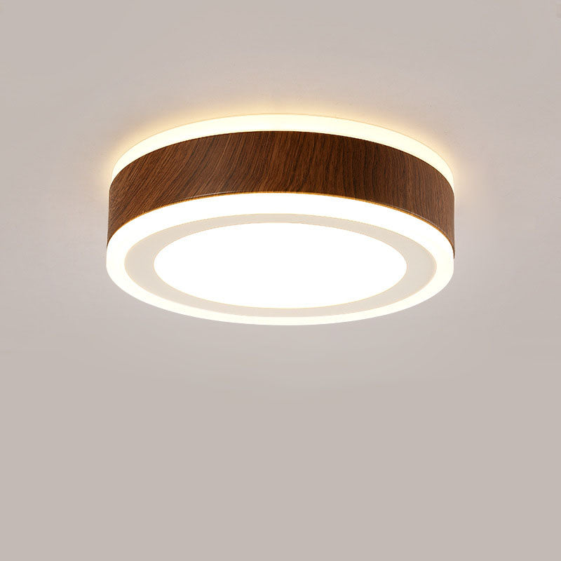 Moderne minimalistische runde quadratische Holzmaserung Hardware Acryl LED Unterputz Deckenleuchte für Wohnzimmer 