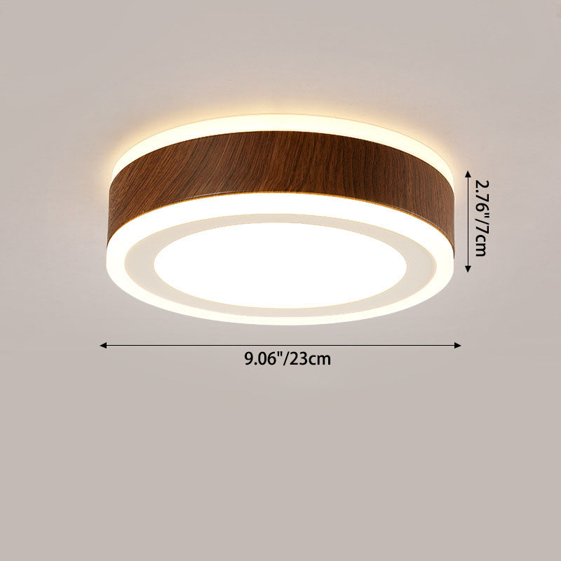 Moderne minimalistische runde quadratische Holzmaserung Hardware Acryl LED Unterputz Deckenleuchte für Wohnzimmer 