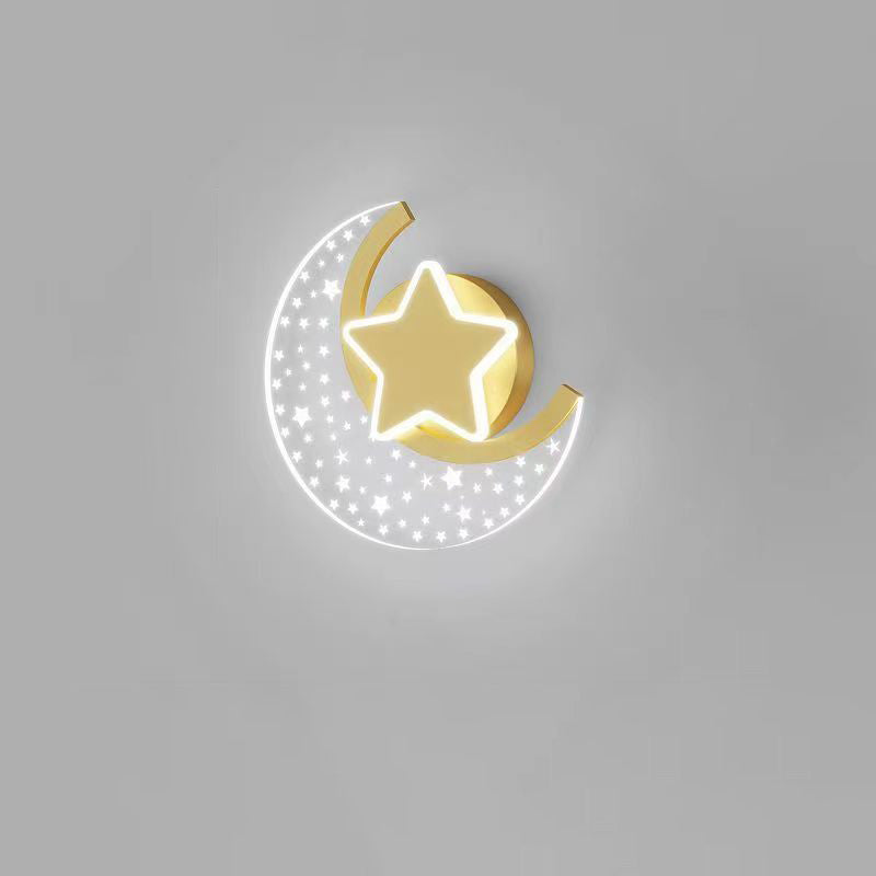 Moderne Einfachheit Eisen Aluminium Acryl Mond Sterne LED Wand Leuchte Lampe Für Nacht 