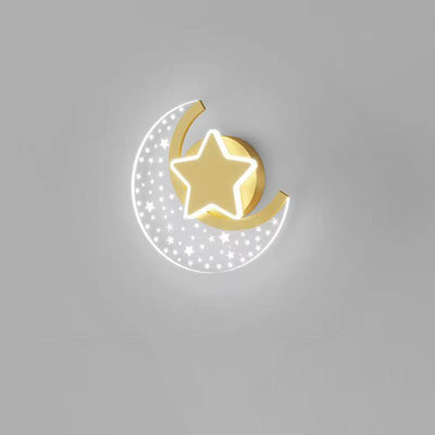 Applique murale LED Lune Étoile en fer aluminium acrylique de simplicité moderne pour chevet 