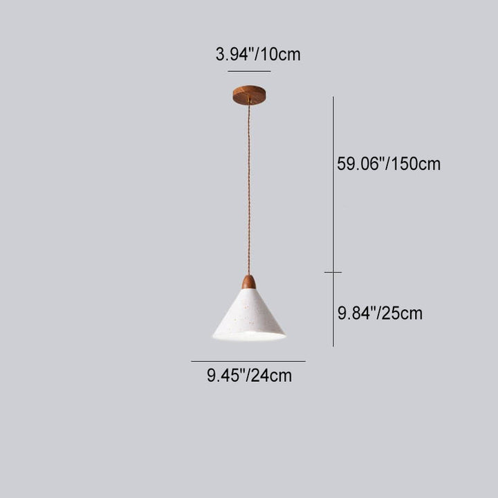 Modern Minimalist Cone Iron Solid Wood Grain 1-Light Pendant Light For Living Room