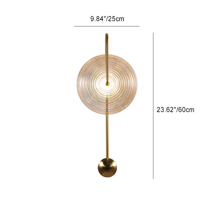 Zeitgenössische nordische runde Welligkeit Eisenglas LED Wandleuchte Lampe für Wohnzimmer