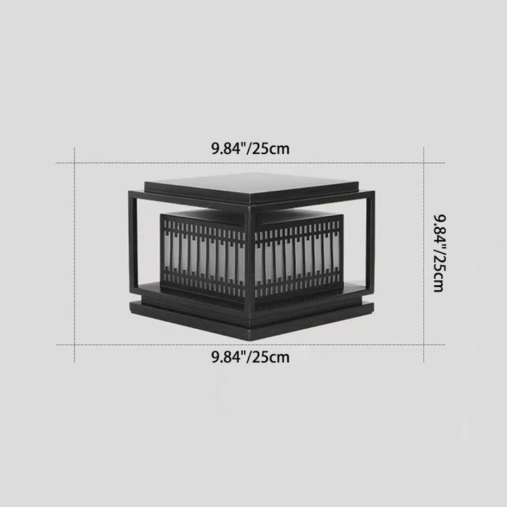 Luz de Cabeza de Poste de 1 Luz de Vidrio de Acero Inoxidable Cuadrado Chino Tradicional para Jardín 