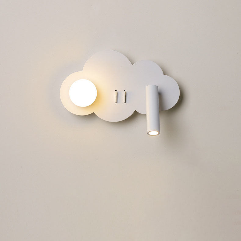 Lámpara de Aplique de Pared con Foco Giratorio LED de Forma de Nube de Acrílico y Aluminio de Simplicidad Contemporánea para Dormitorio 