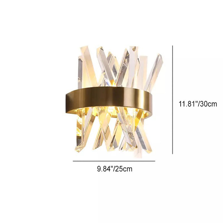 Modern Luxury Half Cylinder Stainless Steel Crystal 2-Light Wall Sconce Lamp For Bedroom