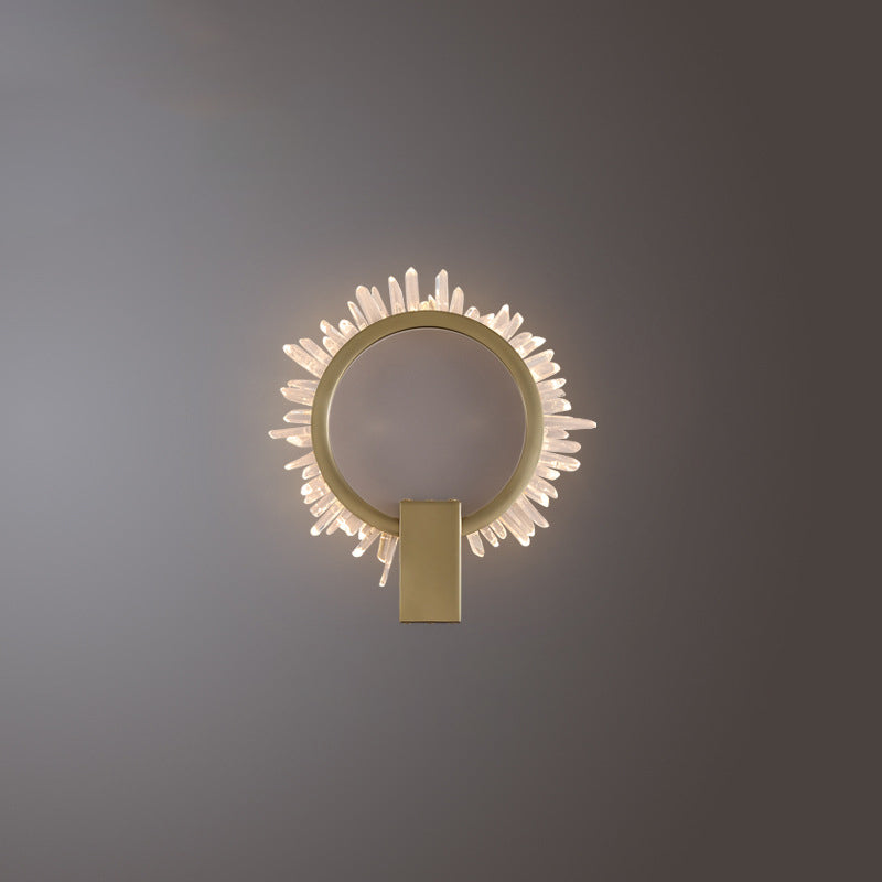 Applique murale LED design tournesol en cristal inoxydable de luxe contemporain pour salon 