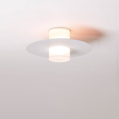 Modern Minimalist Cylindrical Disc Iron Acrylic LED Semi-Flush Mount Ceiling Light