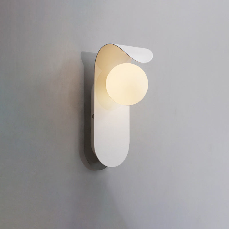 Contemporary Nordic Curved Oval Orb Hardware 1-Light Wall Sconce Lamp For Living Room