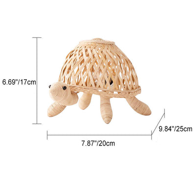 Japanese Creative Rattan Weaving Turtle Art 1-Light Table Lamp