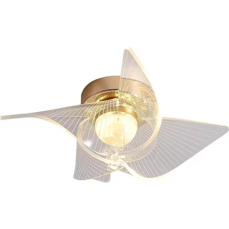 Modern Light Luxury Transparent Acrylic Fan Blade LED Semi-Flush Mount Ceiling Light