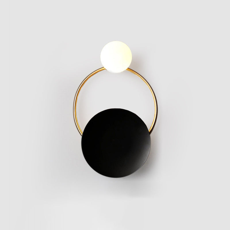 Lámpara de aplique de pared de 1 luz de bola redonda de hierro y vidrio nórdico contemporáneo para sala de estar 