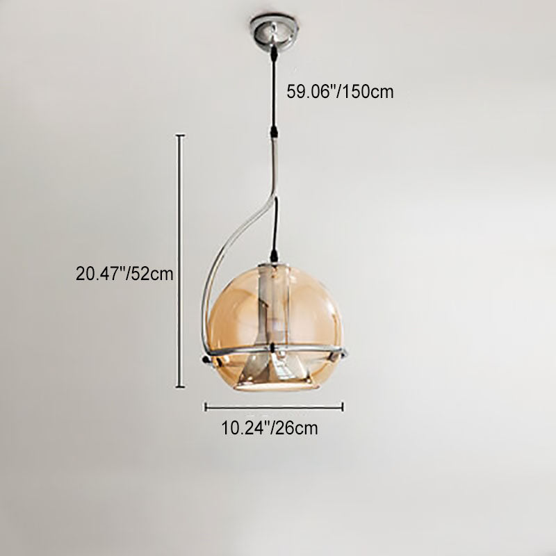 Moderne minimalistische kugelförmige Eisen-Glas-Pendelleuchte mit 1 Licht 