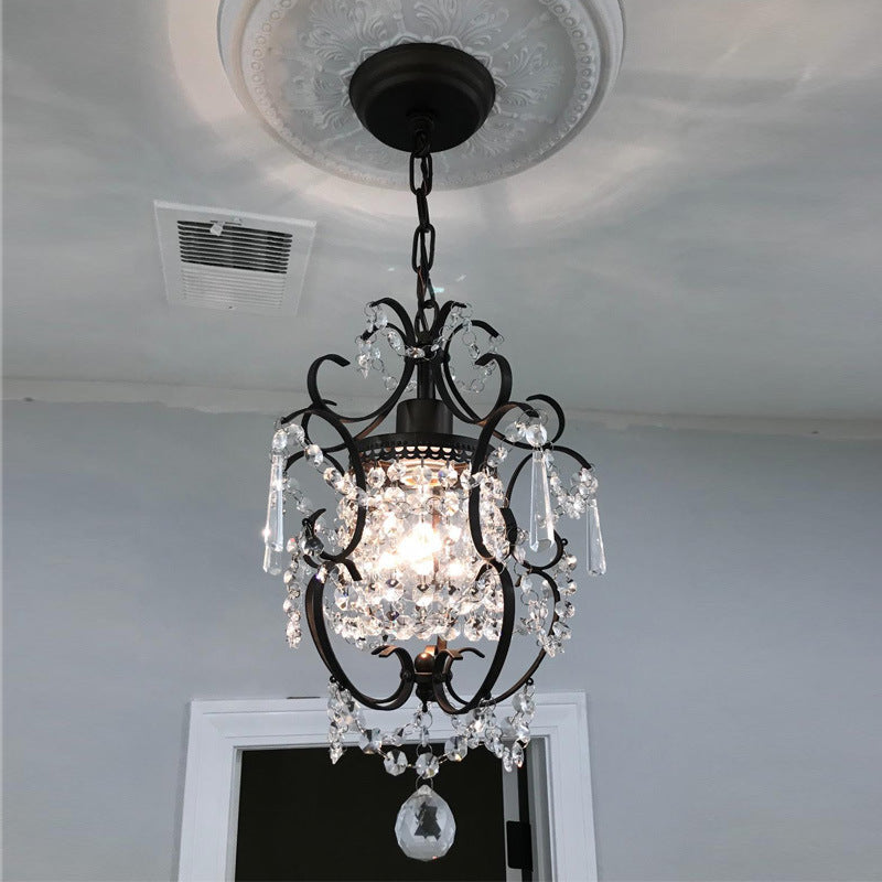 Suspension Luminaire en Cristal de Fer Côté Traditionnel de Luxe à 1 Lumière pour Salon 